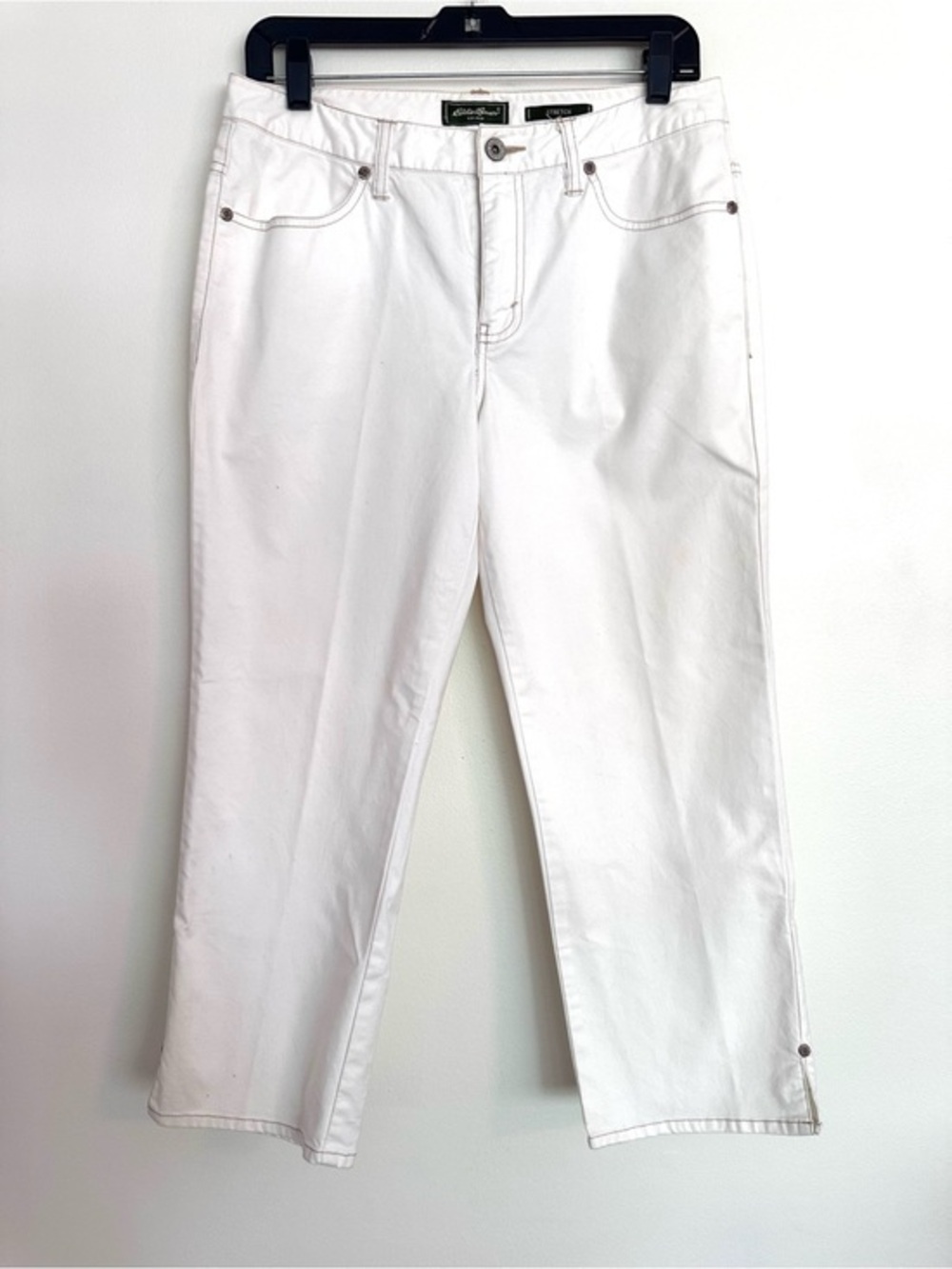Eddie Bauer Bright White Straight-Leg Cropped Denim Jeans Size 8